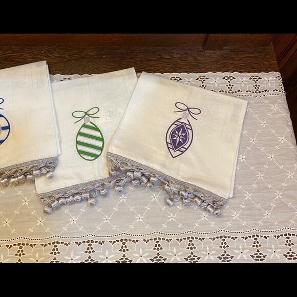 MMW Brand New Linen/Cotton Christmas Tea Towel Set - Picture 6 of 9